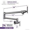 Anzzi Braccia 24" Wall Mounted Pot Filler in Brushed Nickel KF-AZ258BN